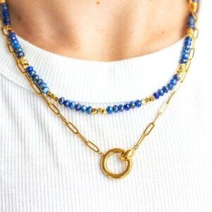 Gold Charm Holder Necklace Waterproof Gold Layering Chain Charm Holder Necklace